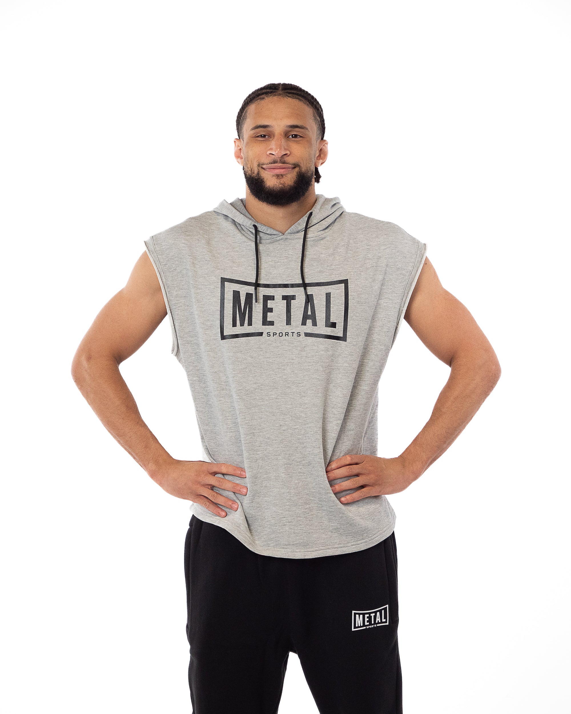 HOODIE SANS MANCHE GRIS CHINE