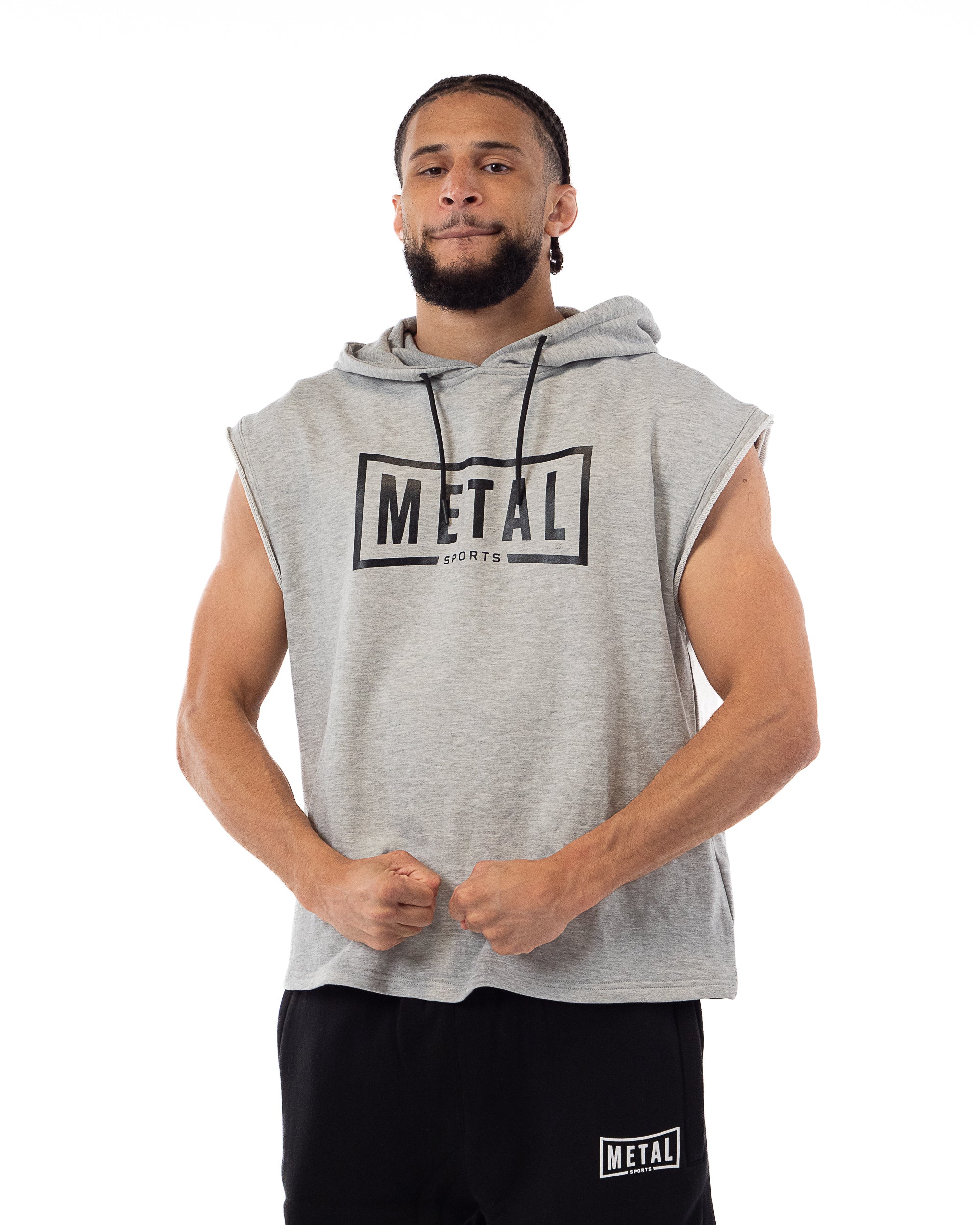 HOODIE SANS MANCHE GRIS CHINE