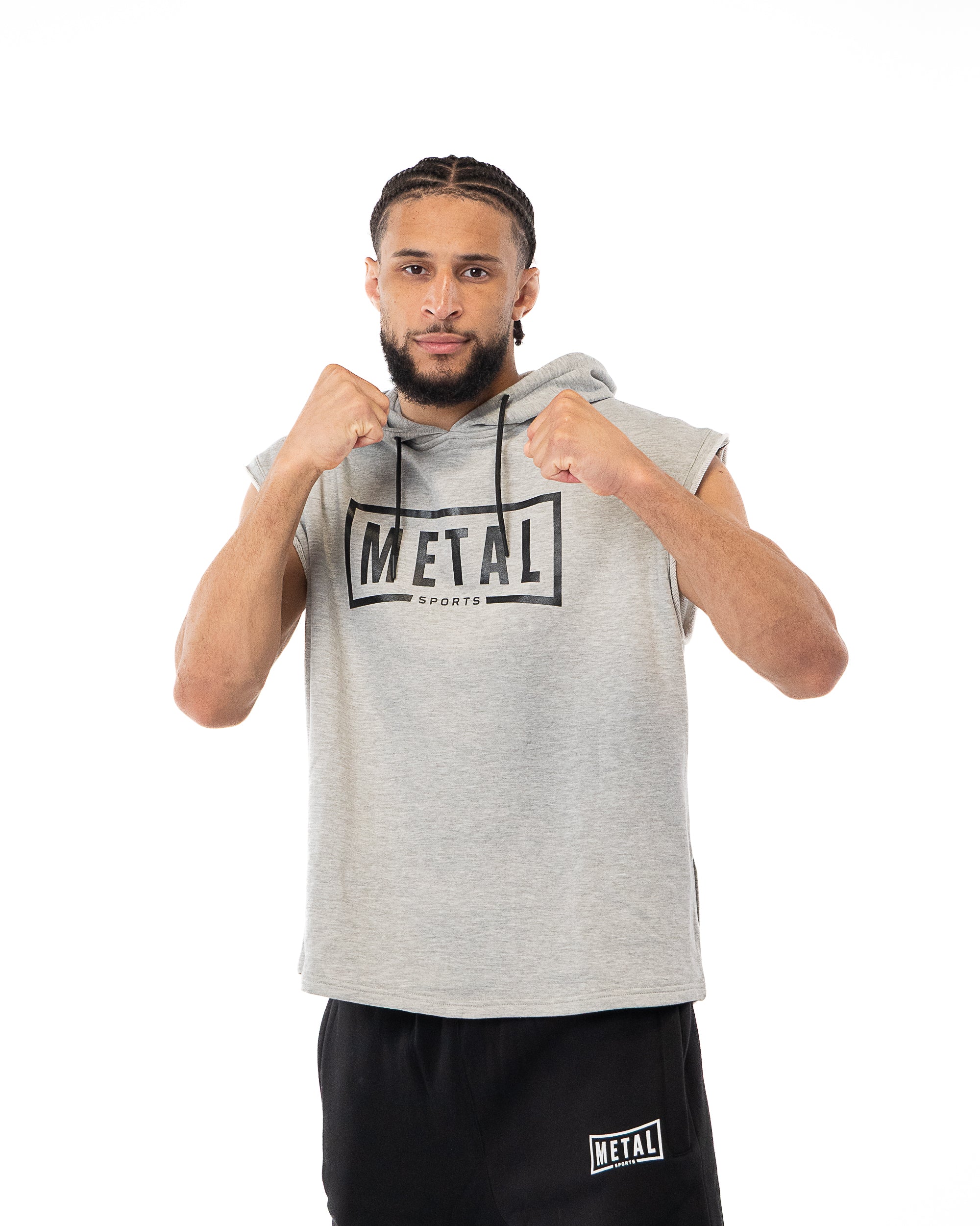 HOODIE SANS MANCHE GRIS CHINE