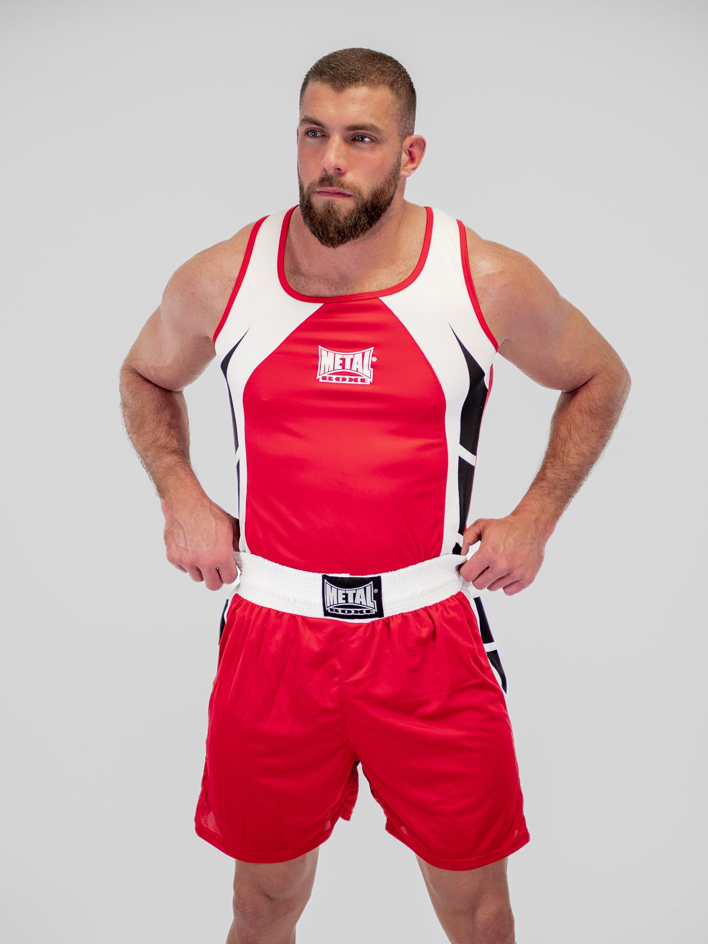 RED ADULT COMPETITION BOXING SHORTS + TANK TOP