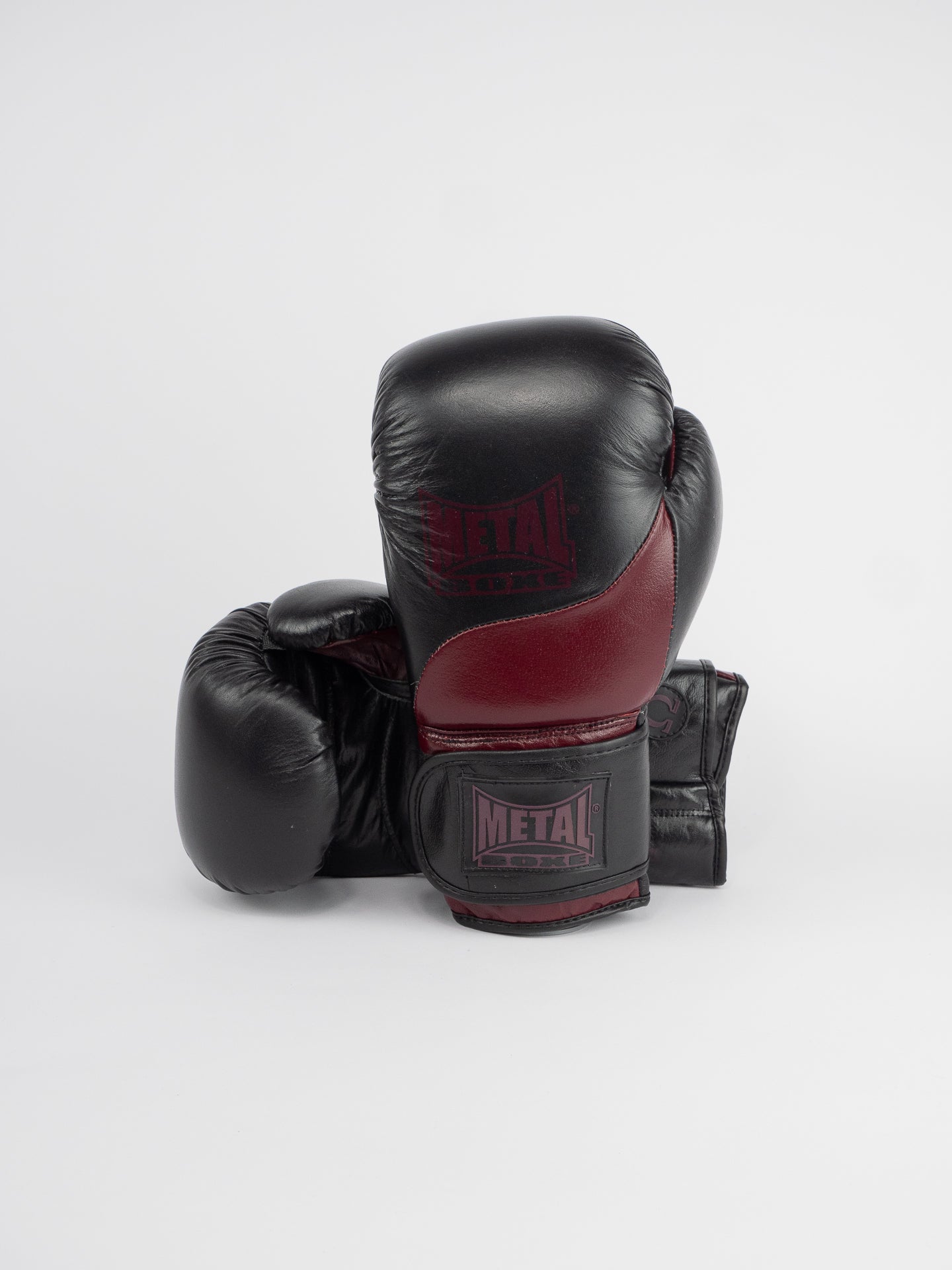 OMEGA BLACK BURGUNDY LEATHER BOXING GLOVES
