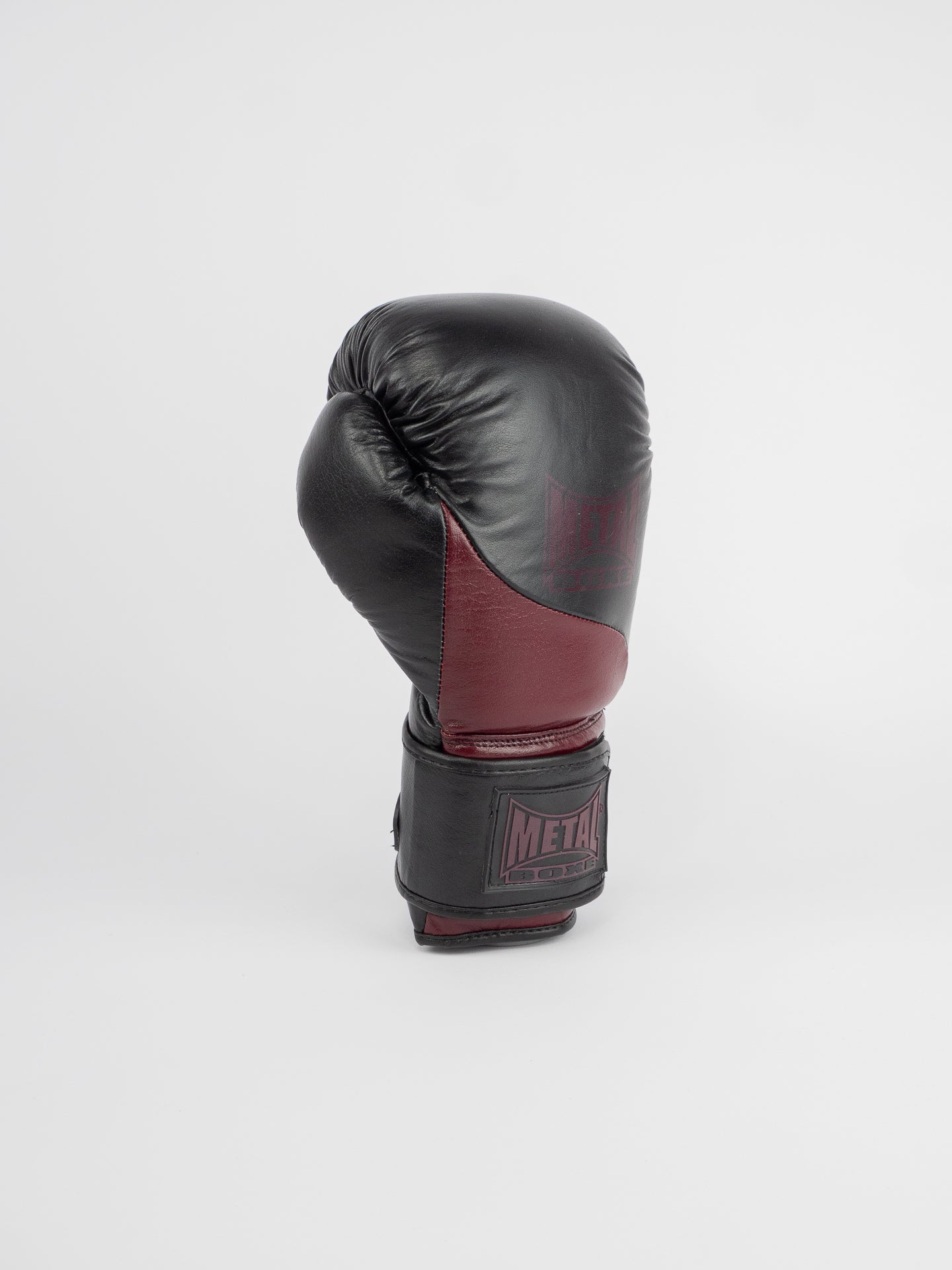OMEGA BLACK BURGUNDY LEATHER BOXING GLOVES