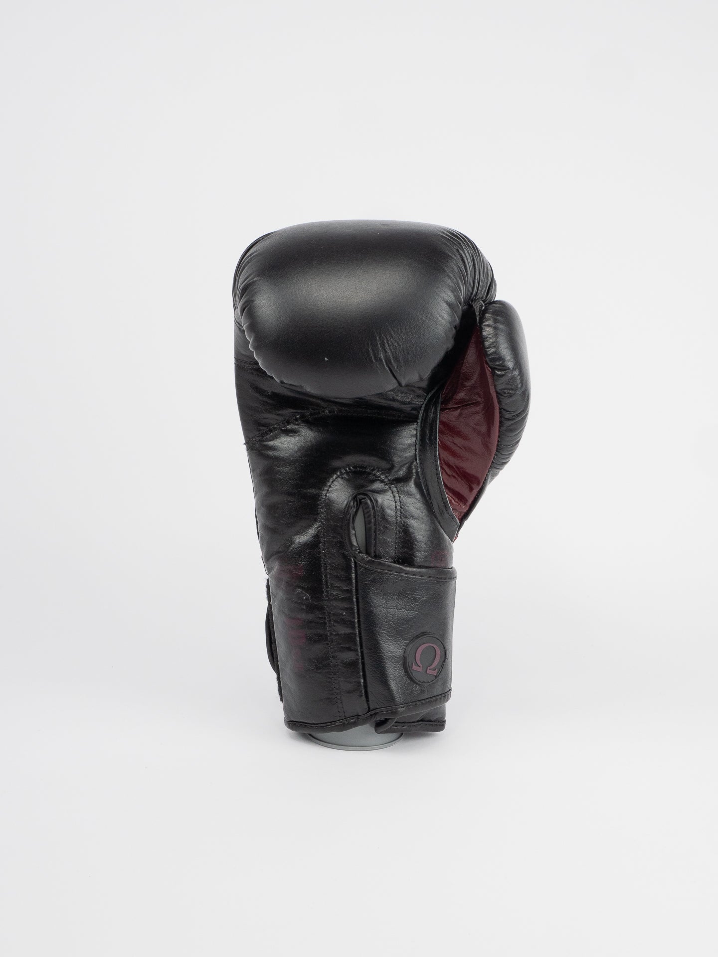 OMEGA BLACK BURGUNDY LEATHER BOXING GLOVES