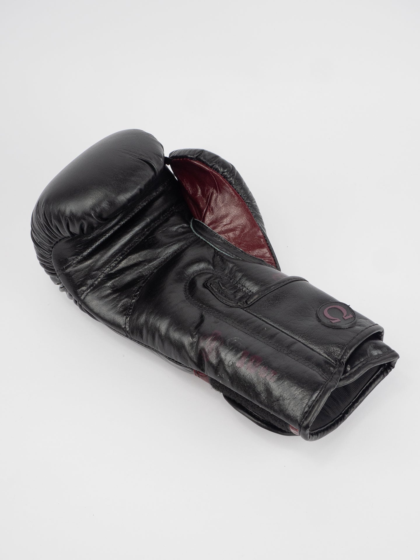 OMEGA BLACK BURGUNDY LEATHER BOXING GLOVES