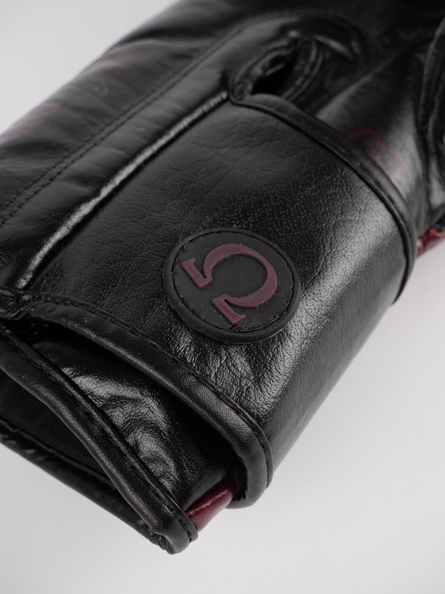 OMEGA BLACK BURGUNDY LEATHER BOXING GLOVES