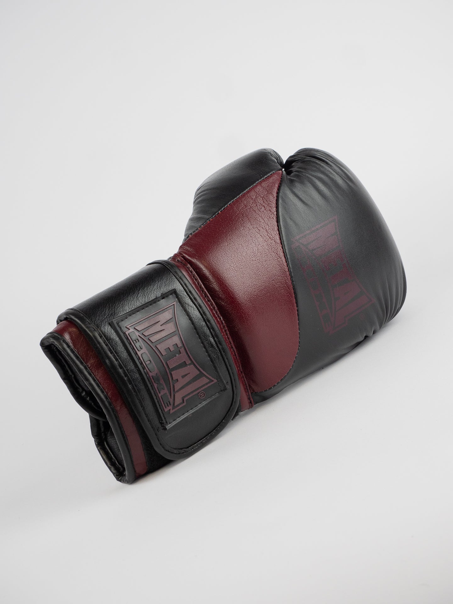 OMEGA BLACK BURGUNDY LEATHER BOXING GLOVES