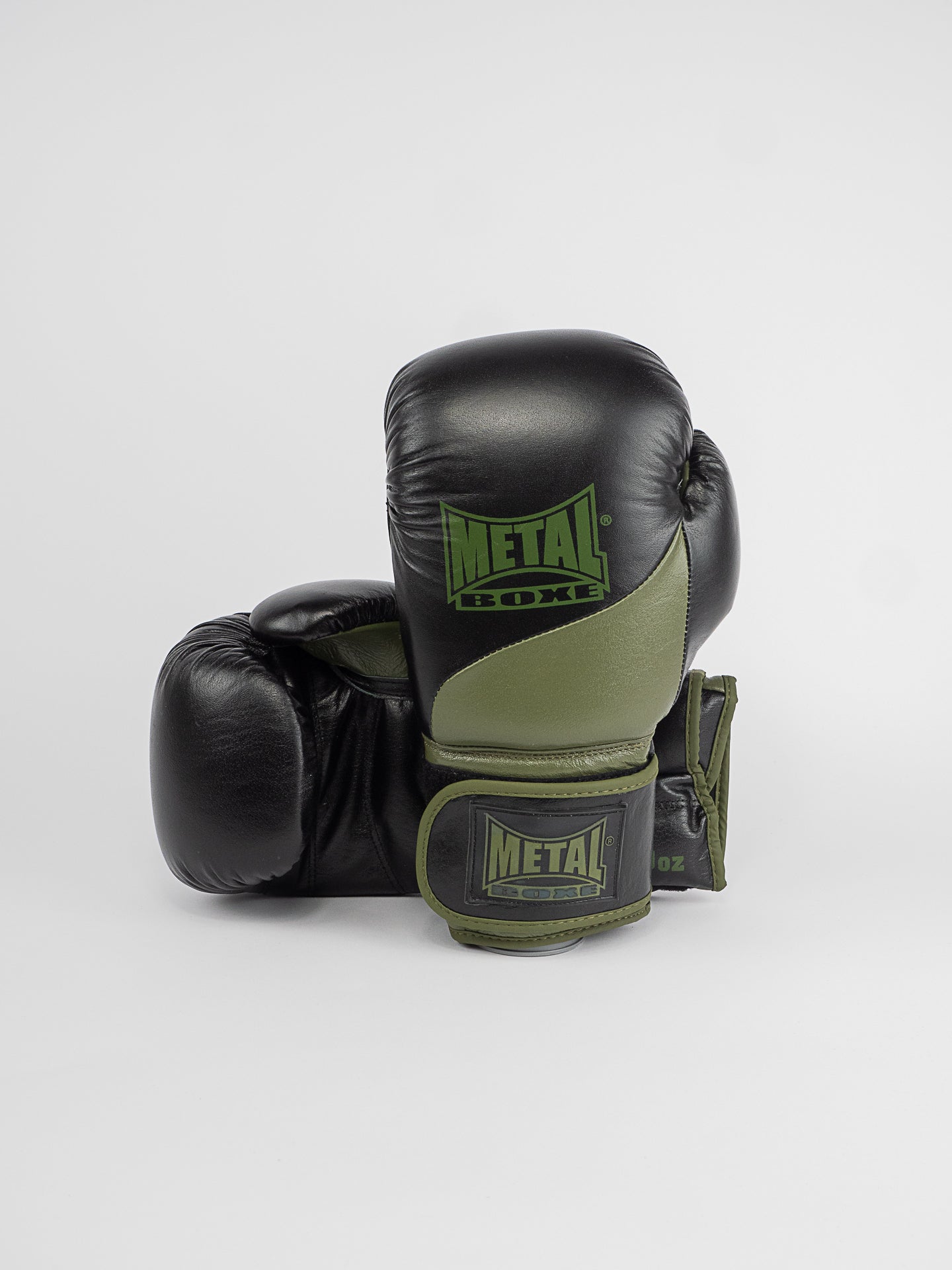 OMEGA BLACK KHAKI LEATHER BOXING GLOVES