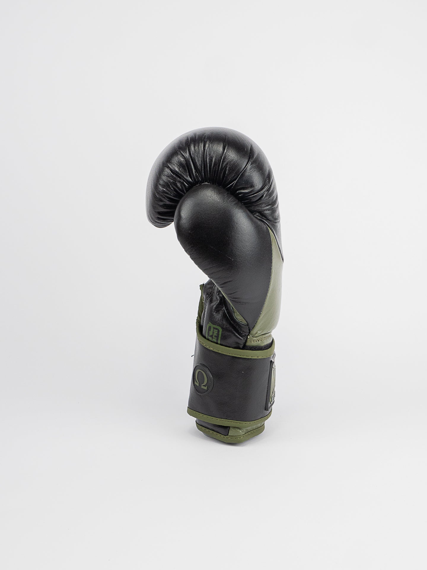 OMEGA BLACK KHAKI LEATHER BOXING GLOVES