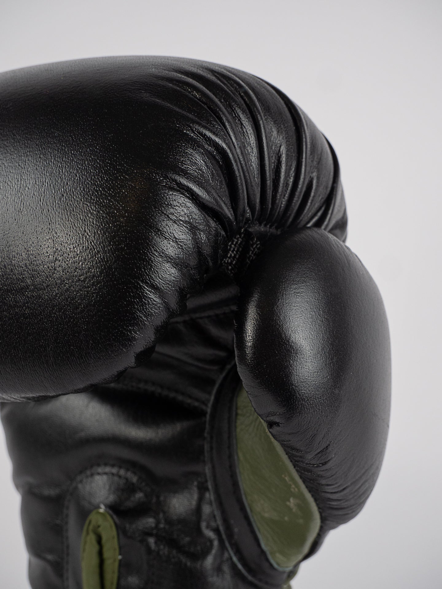 OMEGA BLACK KHAKI LEATHER BOXING GLOVES