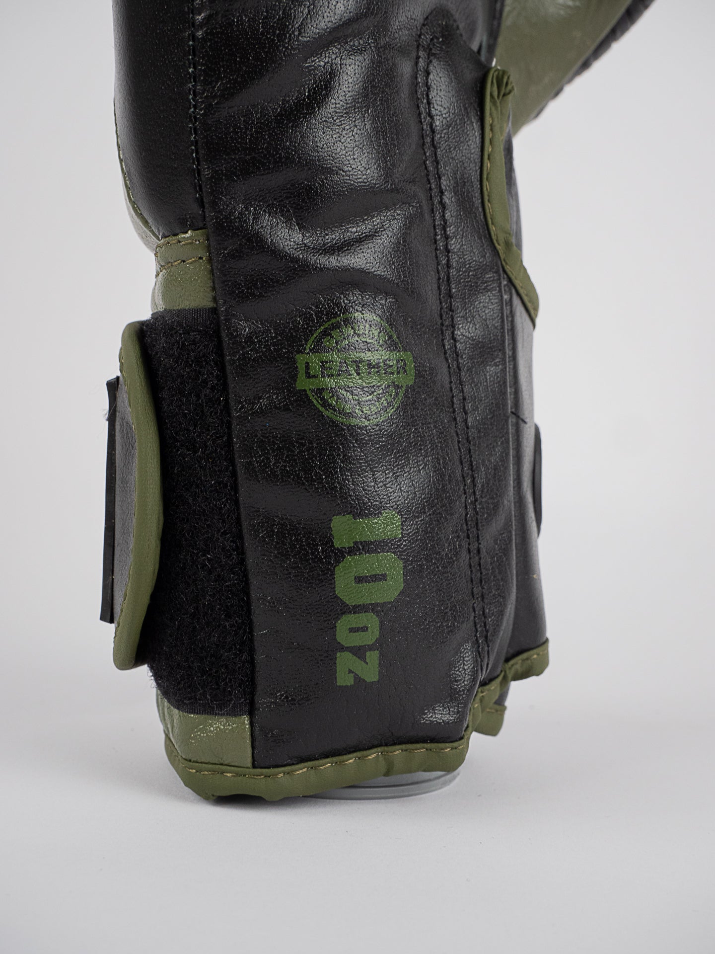 OMEGA BLACK KHAKI LEATHER BOXING GLOVES