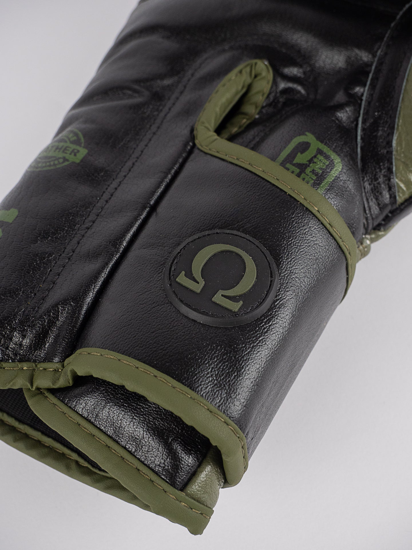 OMEGA BLACK KHAKI LEATHER BOXING GLOVES