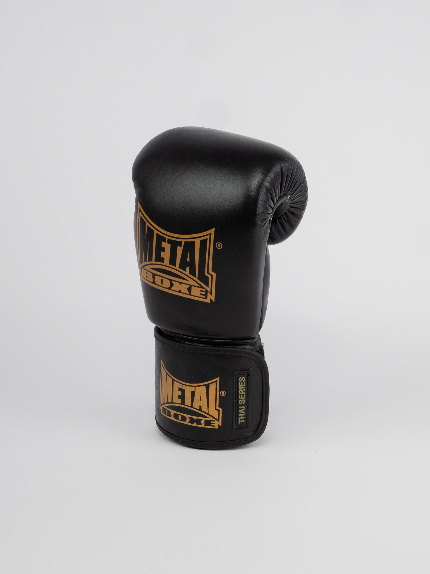 THAI SERIES BLACK GOLD LEATHER BOXING GLOVES