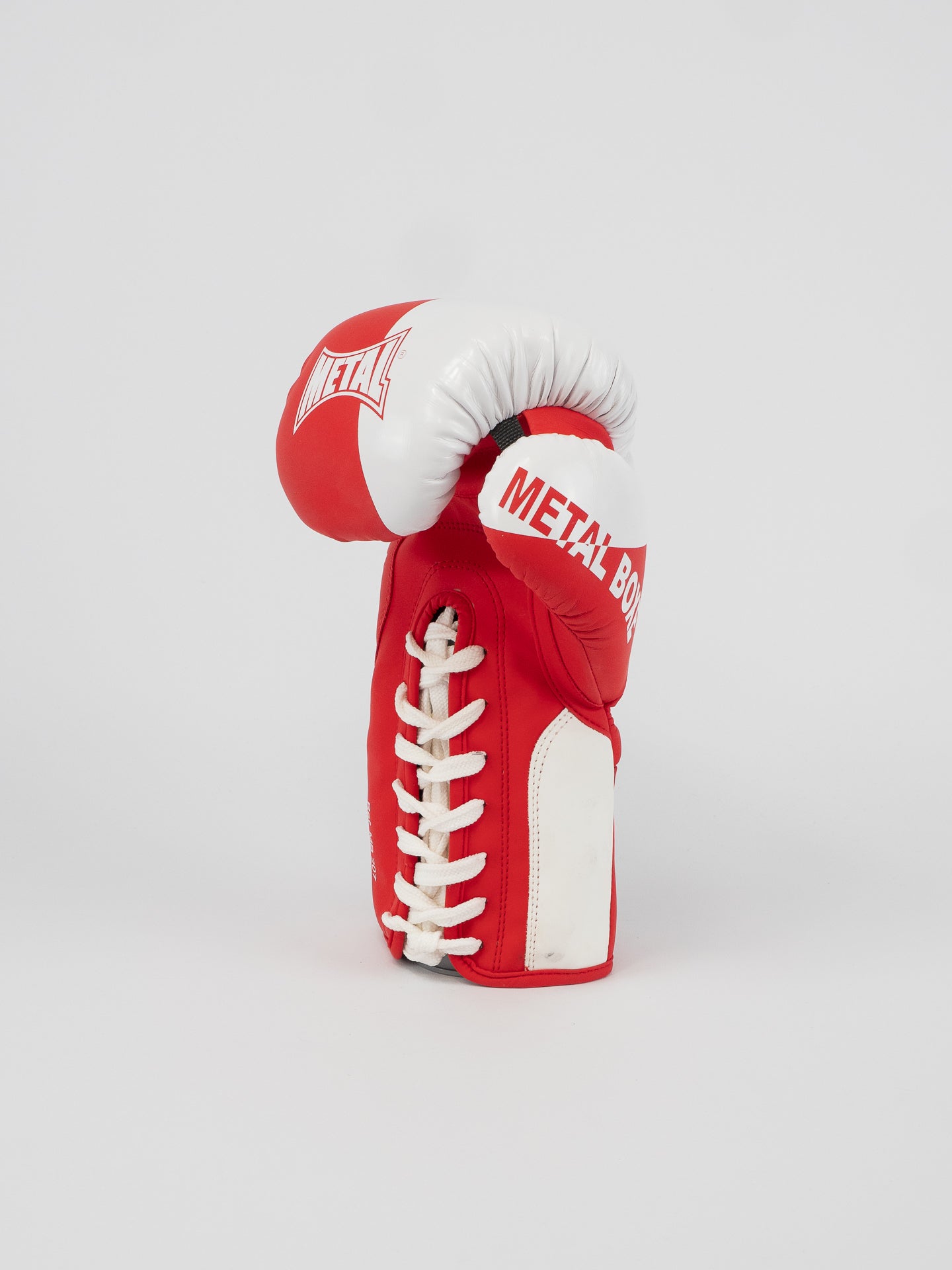 RED LACE-UP COMPETITION BOXING GLOVES