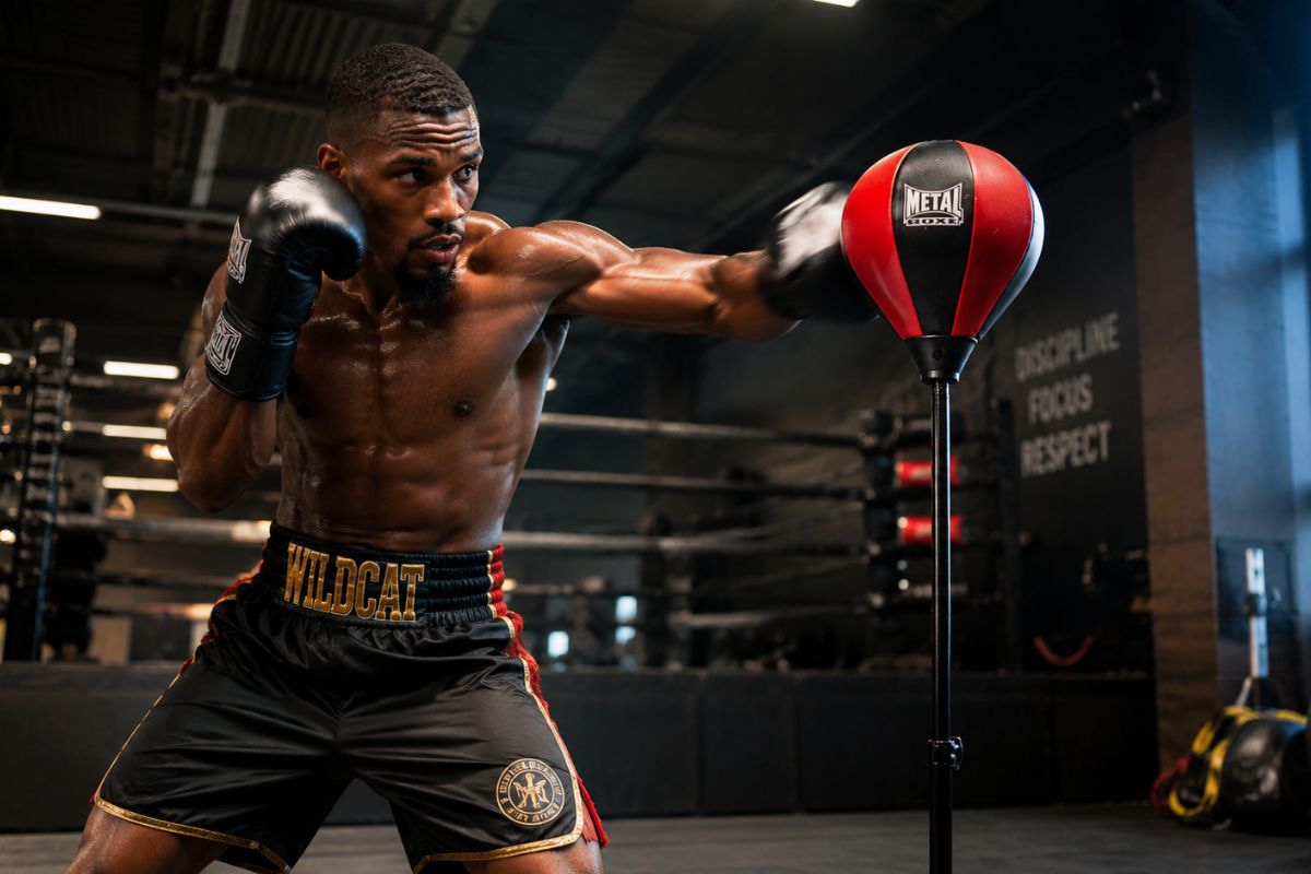 Boxeur à l'entraînement dans le respect des règles de la boxe