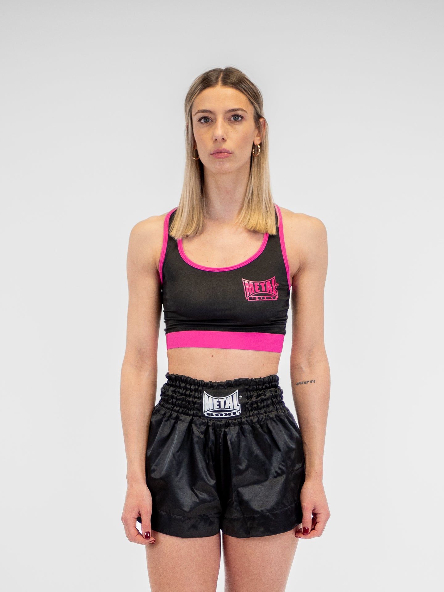 BRASSIERE SPORT NOIR FUCHSIA