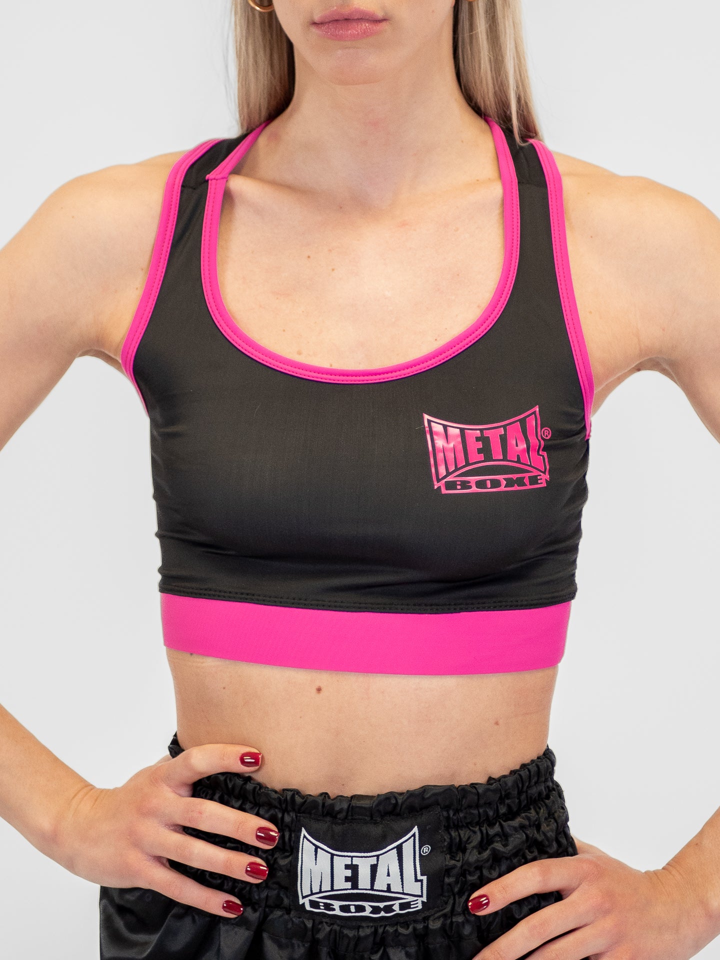 BRASSIERE SPORT NOIR FUCHSIA