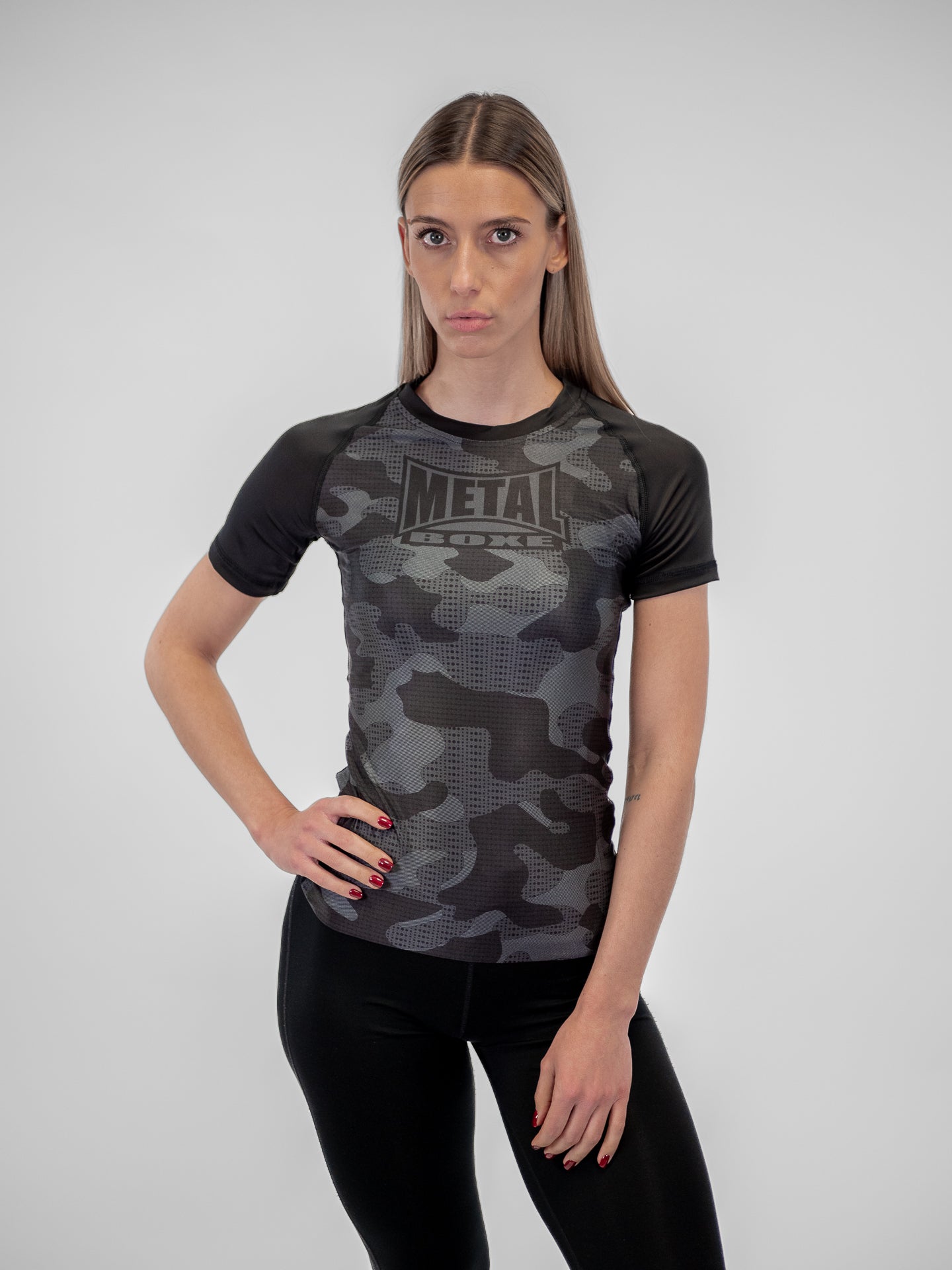 RASHGUARD FEMME CAMO NOIR