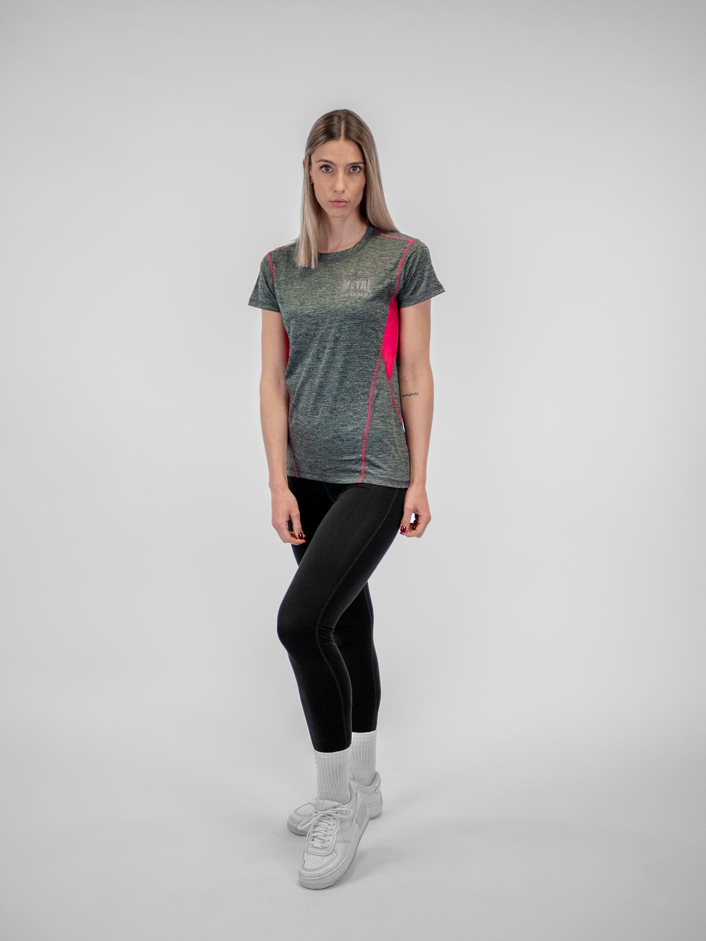 T-SHIRT FEMME TECHNIC GRIS FUCHSIA