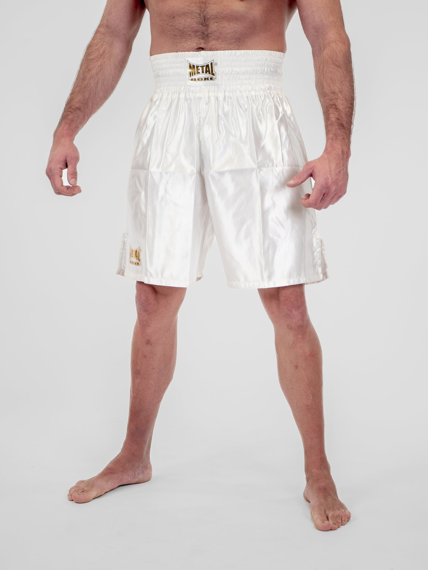 SHORT DE BOXE PRO LINE BLANC OR