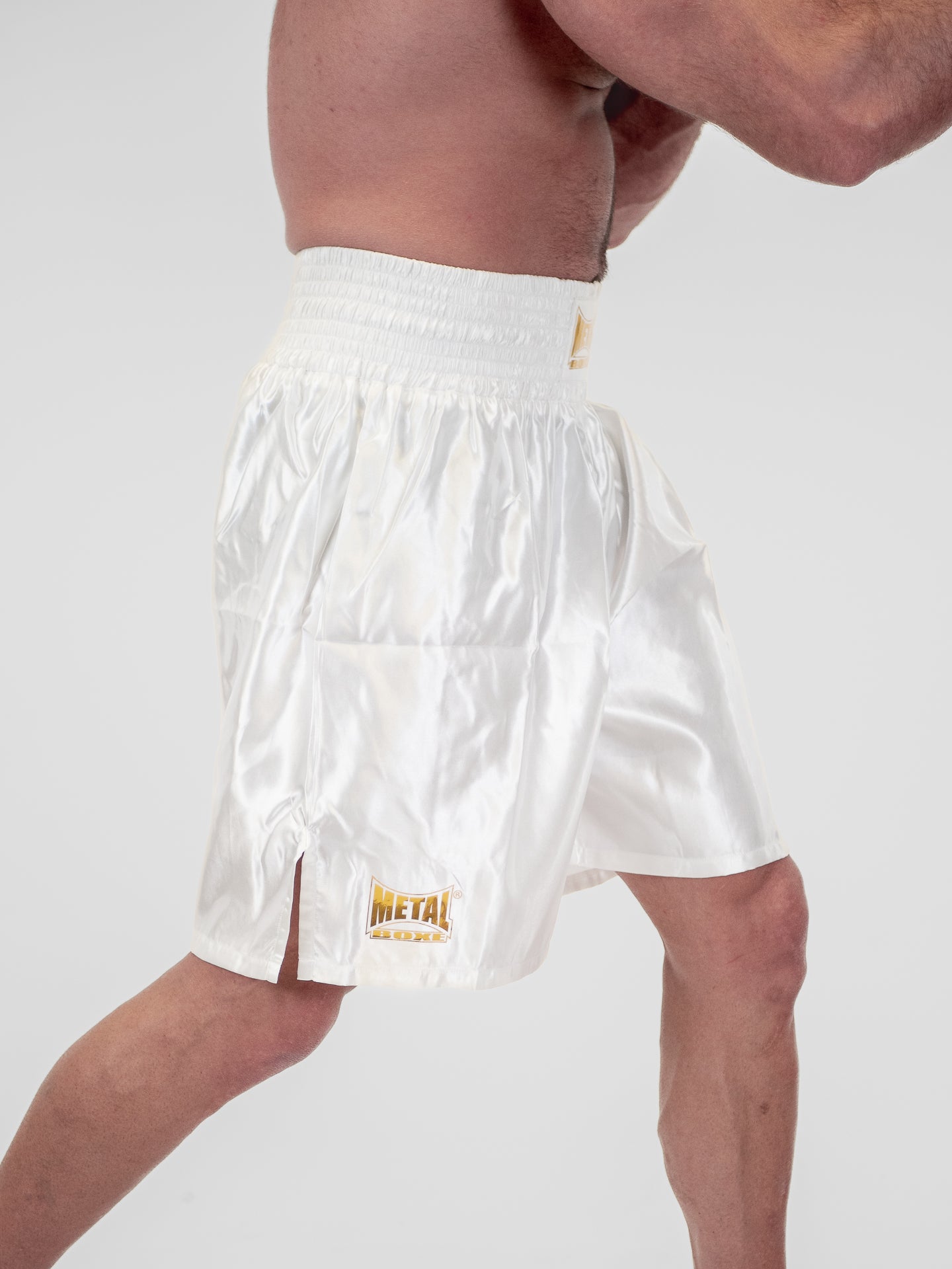 SHORT DE BOXE PRO LINE BLANC OR