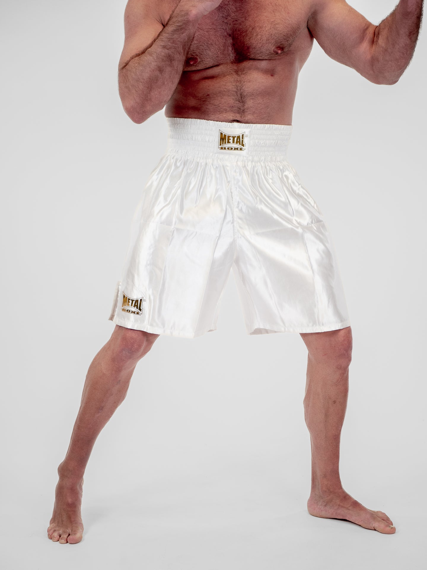 SHORT DE BOXE PRO LINE BLANC OR