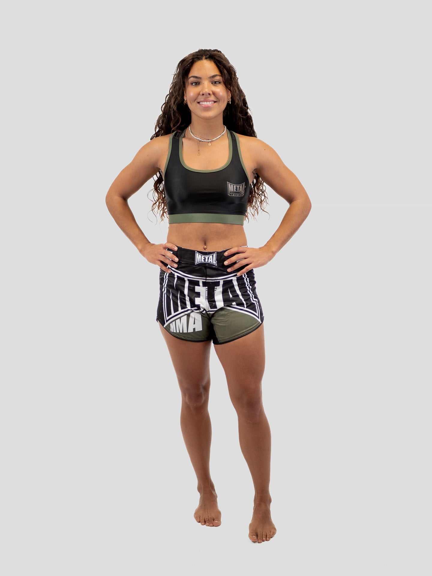 SHORT DE MMA NOIR KAKI FEMME