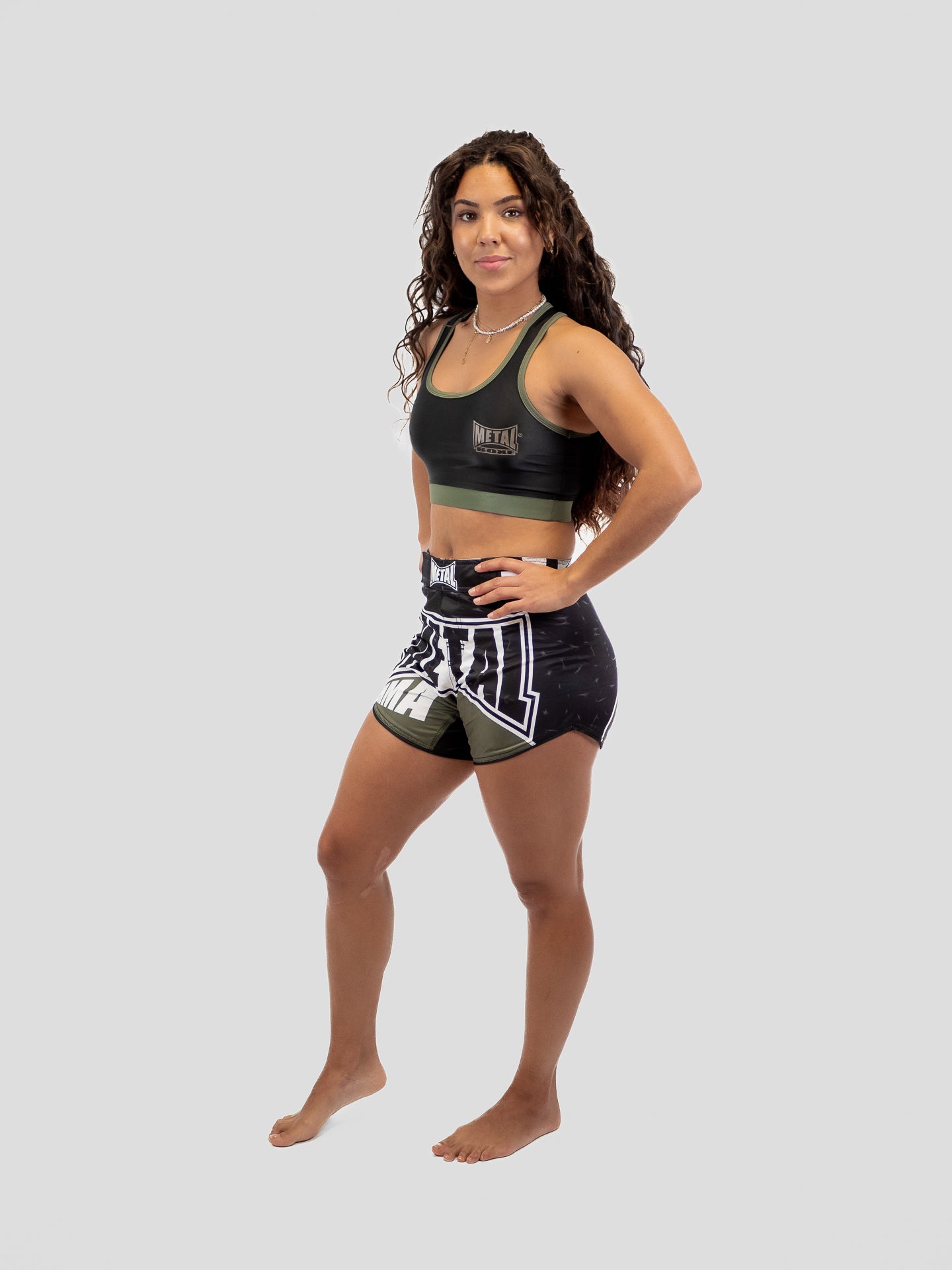 SHORT DE MMA NOIR KAKI FEMME