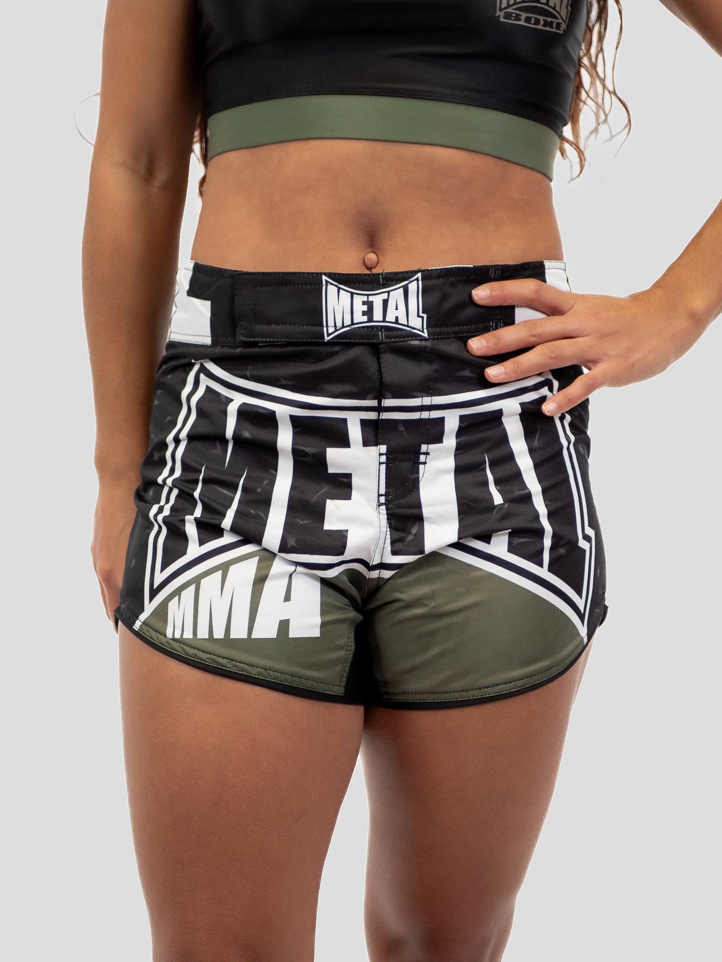 SHORT DE MMA NOIR KAKI FEMME