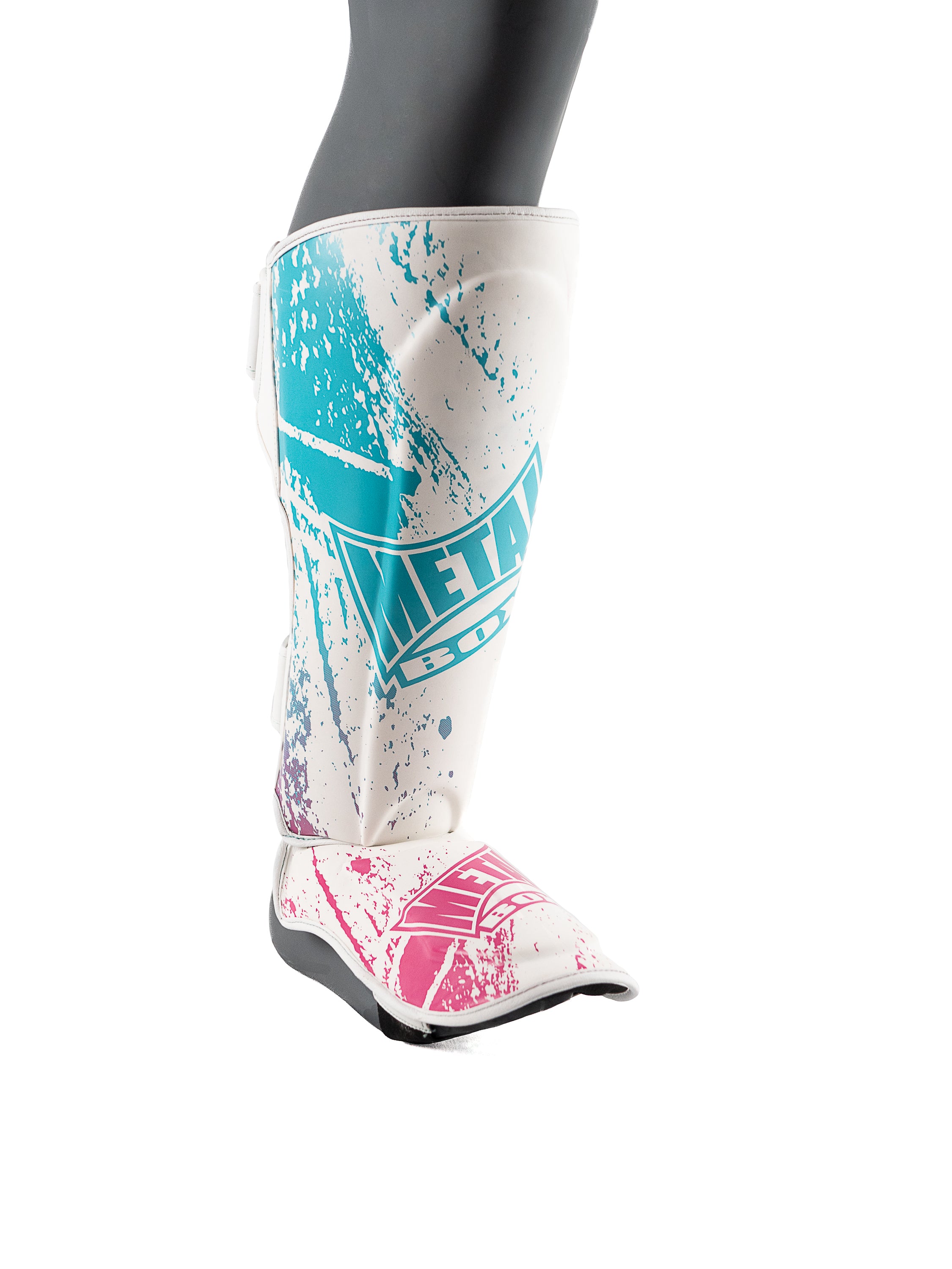 protège tibias pieds mma boxe thai kick metal miami vibe homme femme blanc rose protection